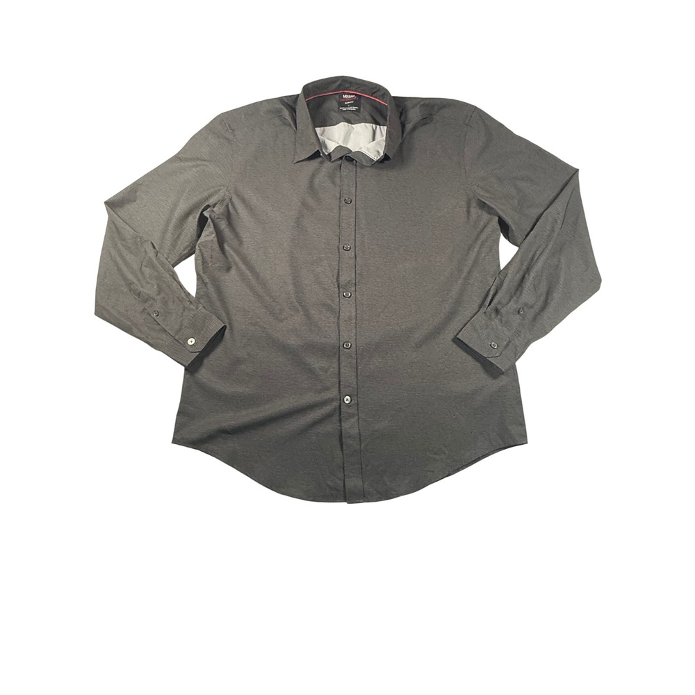 Mix&NY Performance Slim Fit Button Up Shirt Mens Large Charcoal Gray